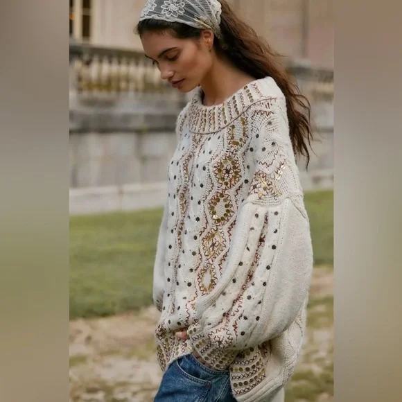 Free People gilded cable embellished sweater - Picture 5 of 5